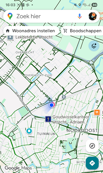 Fietskaarten in Google Maps